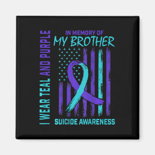 Aquamariner Lila Ribbon Suicide Awareness Flag Bru Magnet