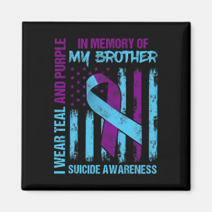 Aquamariner Lila Ribbon Suicide Awareness Flag Bru Magnet