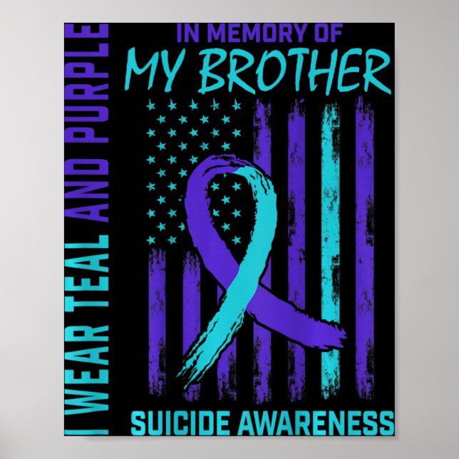 Aquamariner Lila Ribbon Suicide Awareness Flag Bru Poster (Vorne)