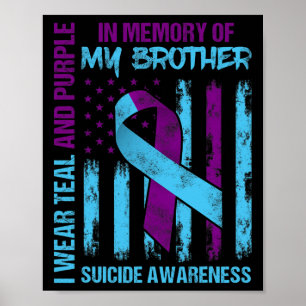 Aquamariner Lila Ribbon Suicide Awareness Flag Bru Poster