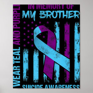 Aquamariner Lila Ribbon Suicide Awareness Flag Bru Poster