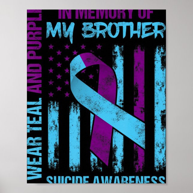 Aquamariner Lila Ribbon Suicide Awareness Flag Bru Poster (Vorne)