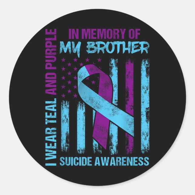 Aquamariner Lila Ribbon Suicide Awareness Flag Bru Runder Aufkleber (Vorderseite)