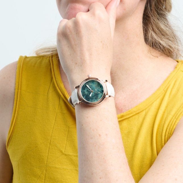 Aquamariner Marmor Abstrakt Armbanduhr (Handgelenk)