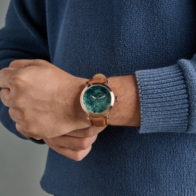 Aquamariner Marmor Abstrakt Armbanduhr (Handgelenk)