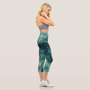 Aquamariner Marmor Abstrakt Capri Leggings