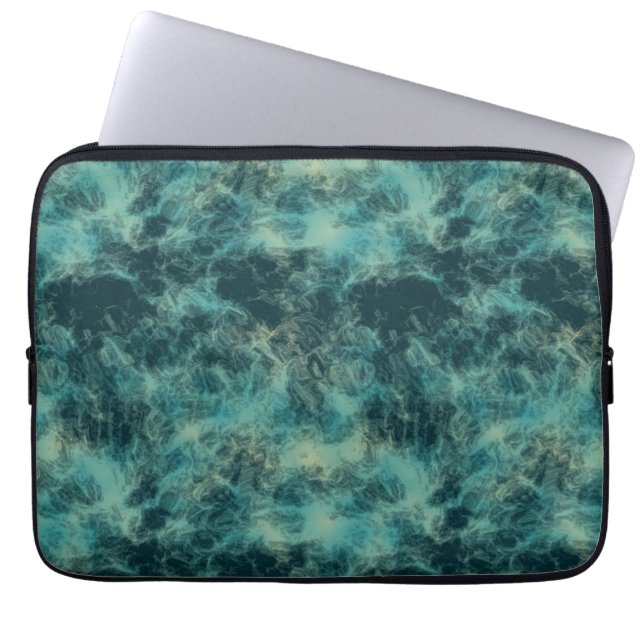 Aquamariner Marmor Abstrakt Laptopschutzhülle (Vorderseite)
