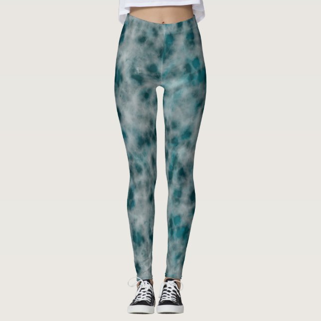 aquamariner Marmor Abstrakt Leggings (Vorderseite)