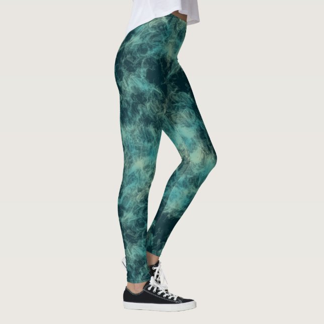 Aquamariner Marmor Abstrakt Leggings (Rechts)