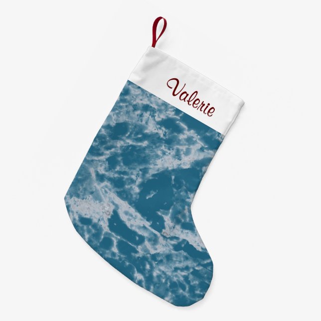 Aquamariner Marmor Kleiner Weihnachtsstrumpf (Vorderansicht (hängend))