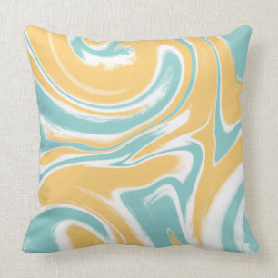Aquamariner Mustard Swirl Art Dekor Kissen