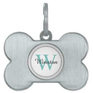 Aquamariner Name des Tieres Monogramm weiß Tiermarke