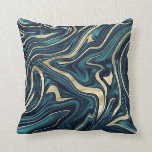 Aquamariner Navy-Blue-Gold-Marmor #1 Kissen