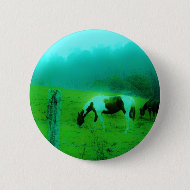 Aquamariner Nebel Reto gefärbte Pony Horse Button (Vorderseite)