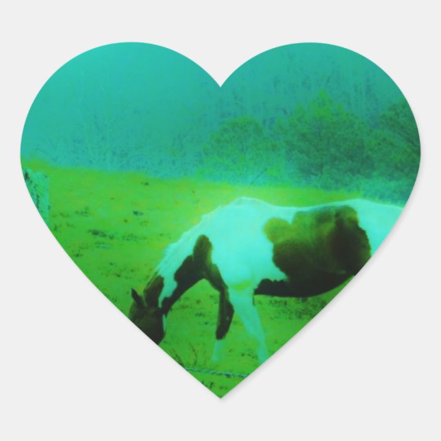 Aquamariner Nebel Reto gefärbte Pony Horse Herz-Aufkleber (Vorderseite)