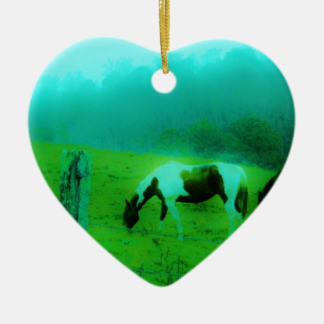 Aquamariner Nebel Reto gefärbte Pony Horse Keramikornament (Vorne)