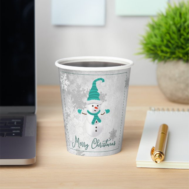 Aquamariner Niedlicher Snowman Holiday Paper Cup Pappbecher (InSitu)