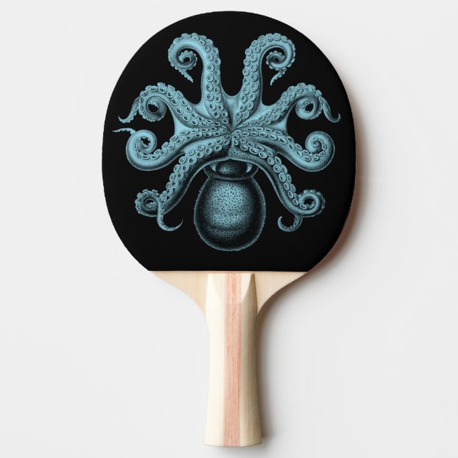 Aquamariner Oktopus auf Ping Pong Paddle Tischtennis Schläger (Vorderseite)