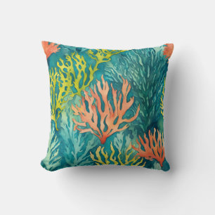 Aquamariner Orange Ocean Seaweed Korallenstrand Na Kissen