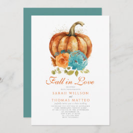 Aquamariner orangefarbener Fall in der Liebe Einladung