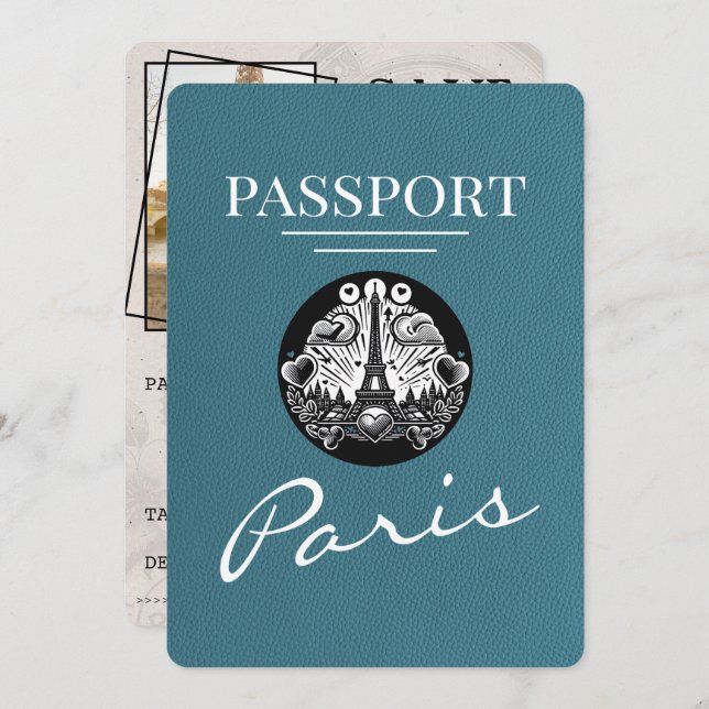 Aquamariner Paris-Pass Save the Date (Vorne/Hinten)