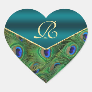 Aquamariner Peacock Monogramm-Umschlag Aufkleber