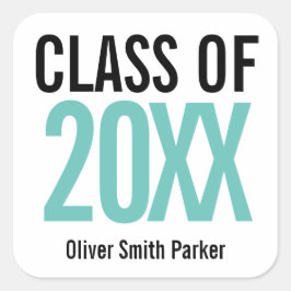 Aquamariner Personalisierter Abschluss JEDES JAHR Quadratischer Aufkleber