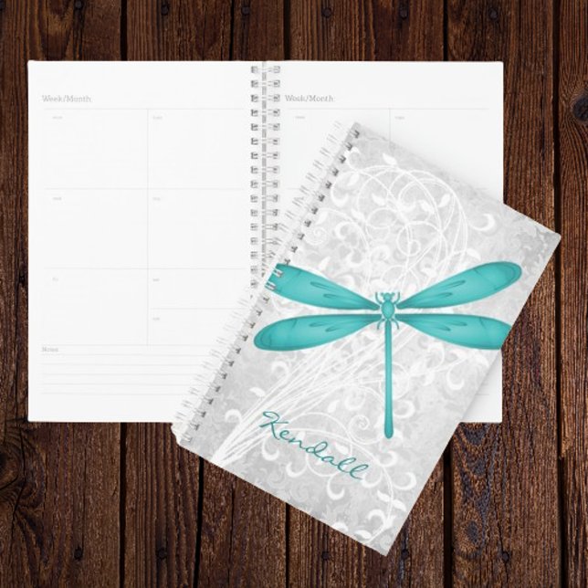 Aquamariner Personalisierter Libellenplaner Planer (Teal Dragonfly Personalized Planner)
