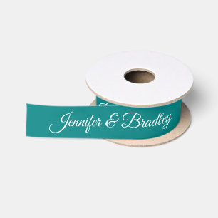 Aquamariner Personalisierter Name des White Elegan Satinband
