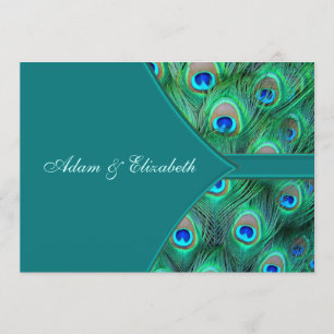 Aquamariner Pfau Einladung zur Pfauenhochzeit