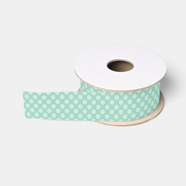 Aquamariner Polka Dot Ripsband (Spule)