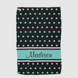 Aquamariner Polka-Dot-Strip-Skriptname Golfhandtuch