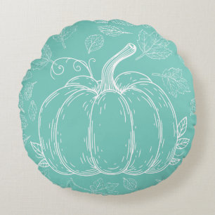 Aquamariner Pumpkin Herbst Erntedank Halloween Rundes Kissen