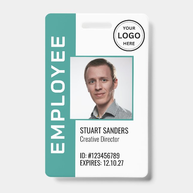 Aquamariner QR-Code Corporate Logo Mitarbeiter Fot Ausweis (Vorderseite)