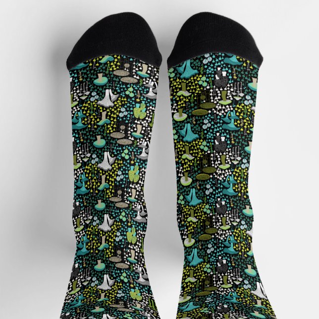 Aquamariner Retro-Pilz Socken (Oben)
