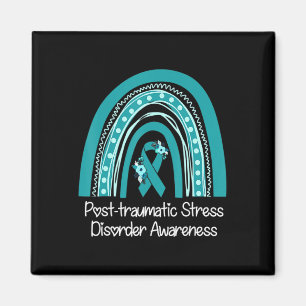 Aquamariner Ribbon-Regenbogen-Krieger Ptsd-Bewusst Magnet