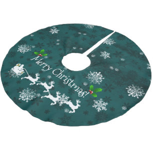 Aquamariner Rock aus Schlitten und Rentierbaum des Polyester Weihnachtsbaumdecke