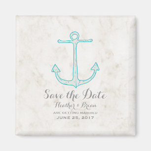 Aquamariner rustikaler Anker Save the Date Magnet