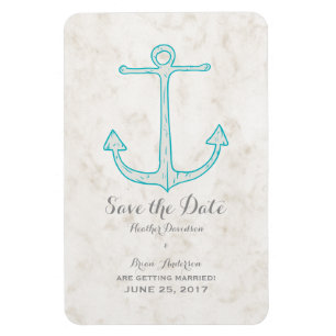 Aquamariner rustikaler Anker Save the Date Magnet