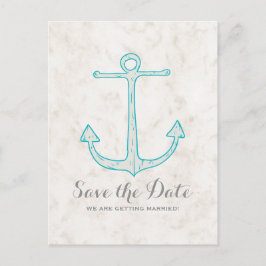 Aquamariner rustikaler Anker Save the Date Postkar Ankündigungspostkarte