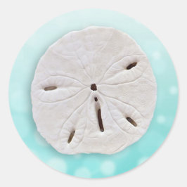 Aquamariner Sand-Dollar-Hochzeitsaufkleber Runder Aufkleber