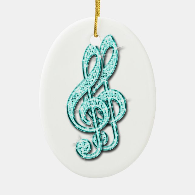 Aquamariner schillernder funkelnd keramik ornament (Vorne)