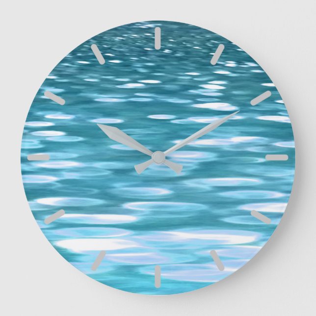 Aquamariner Schimmer Große Wanduhr (Vorderseite)
