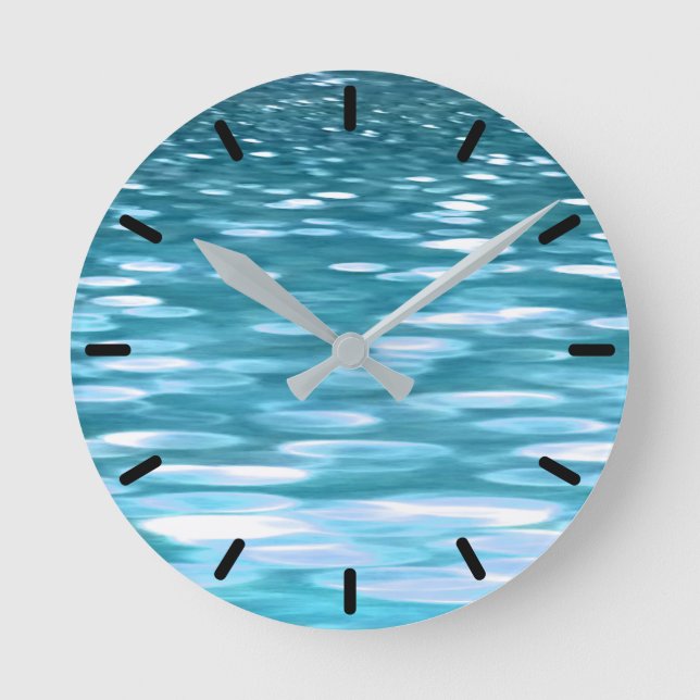 Aquamariner Schimmer Runde Wanduhr (Vorderseite)