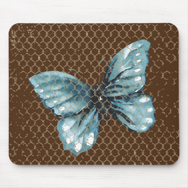 Aquamariner Schmetterling in der Kettenverknüpfung Mousepad (Vorne)