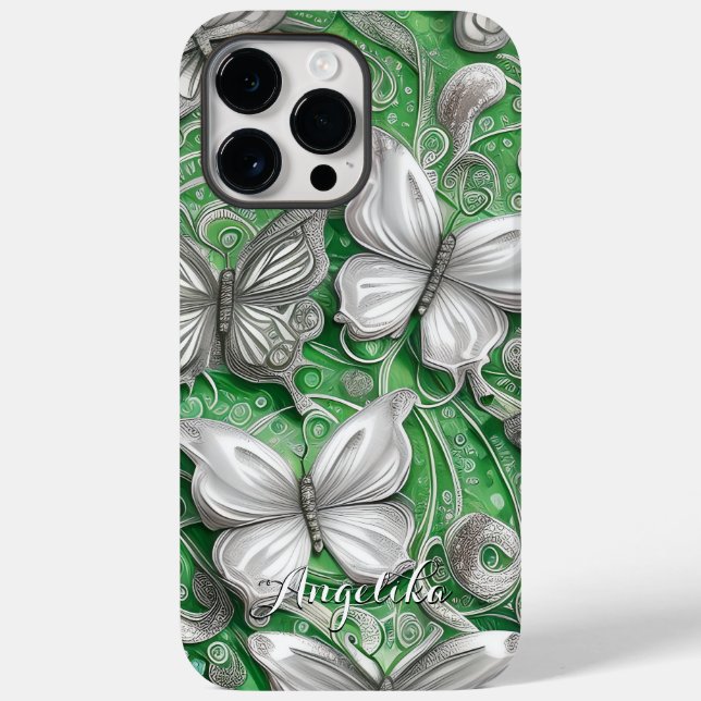 Aquamariner Schmetterling und Personalisierter Gli Case-Mate iPhone Hülle (Rückseite)