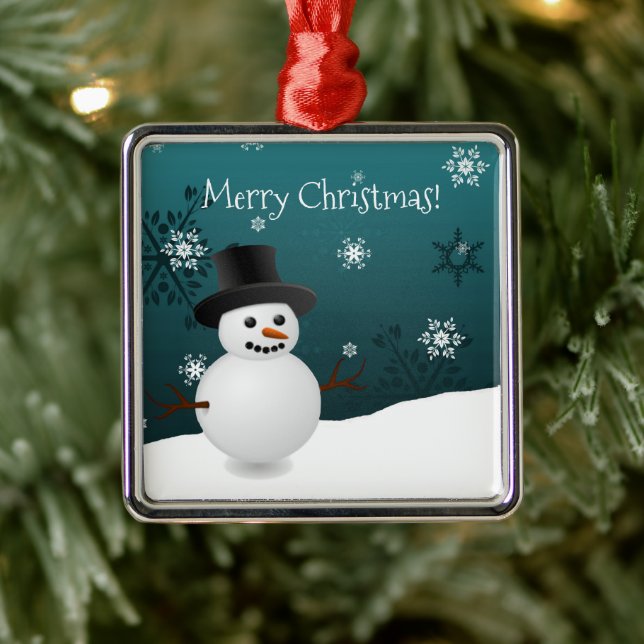 Aquamariner Schneemann Winter Scene Keramik Orname Ornament Aus Metall (Baum)