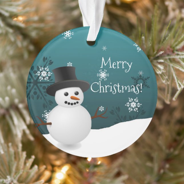 Aquamariner Schneemann Winter Szene Weihnachtsschm Ornament (Baum)