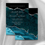 Aquamariner Silber Glitzer Agate Geode Wedding Einladung<br><div class="desc">Blauer Tag und Silberhochzeit Einladungen. Elegante agate geode Hochzeit Einladungen in Aqua aquamarin blau mit silbernen Imitat Glitzer Akzente.</div>