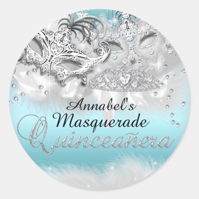 Aquamariner Silber Sparkle Masquerade Sticker (Vorderseite)